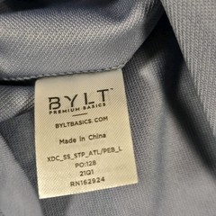 BYLT Drop Cut Lux Shirt Large Striped Short Sleeve NWT
