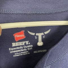 Hanes Henley Shirt Beefy Mens Size 2XL Blue 3 button Long Sleeve Cotton NWT