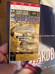 Vintage 1995 World Series Braves Indians Lot-Single Stitch Tee, Ticket, Program