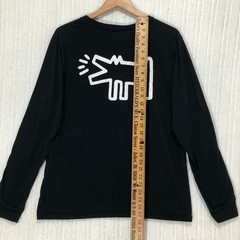 Keith Haring Barking Dog Long Sleeve Graphic T-Shirt Black Mens Large Pop Art