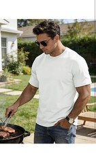 Men’s T-Shirt Short Sleeve Casual Solid Color Crew Neck Slim T-Shirt 100% Cotton