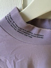 PANGAIA Men’s M Purple Organic Cotton Knit Mock Neck Long Sleeve Logo Tee