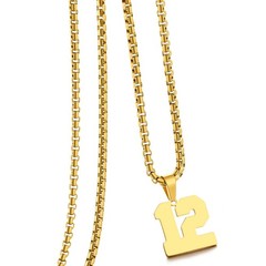 Gold Number Necklace for Men,Stainless Steel Athletes Number Chain Charm Pend…