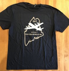 NEW NAVAL AIR STATION BRUNSWICK, MAINE T-SHIRT NAVY BLUE SIZE XL NAS NASB ME 207