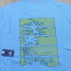 JOHNNIE O Mens XL T SHIRT PALM PARADISE MALIBLU GOLF AQUA BLUE SANTA MONICA TEE