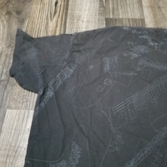 Black/Gray Utility Rock N Roll Guitar T-Shirt Mens XXL Grunge Metal Aop