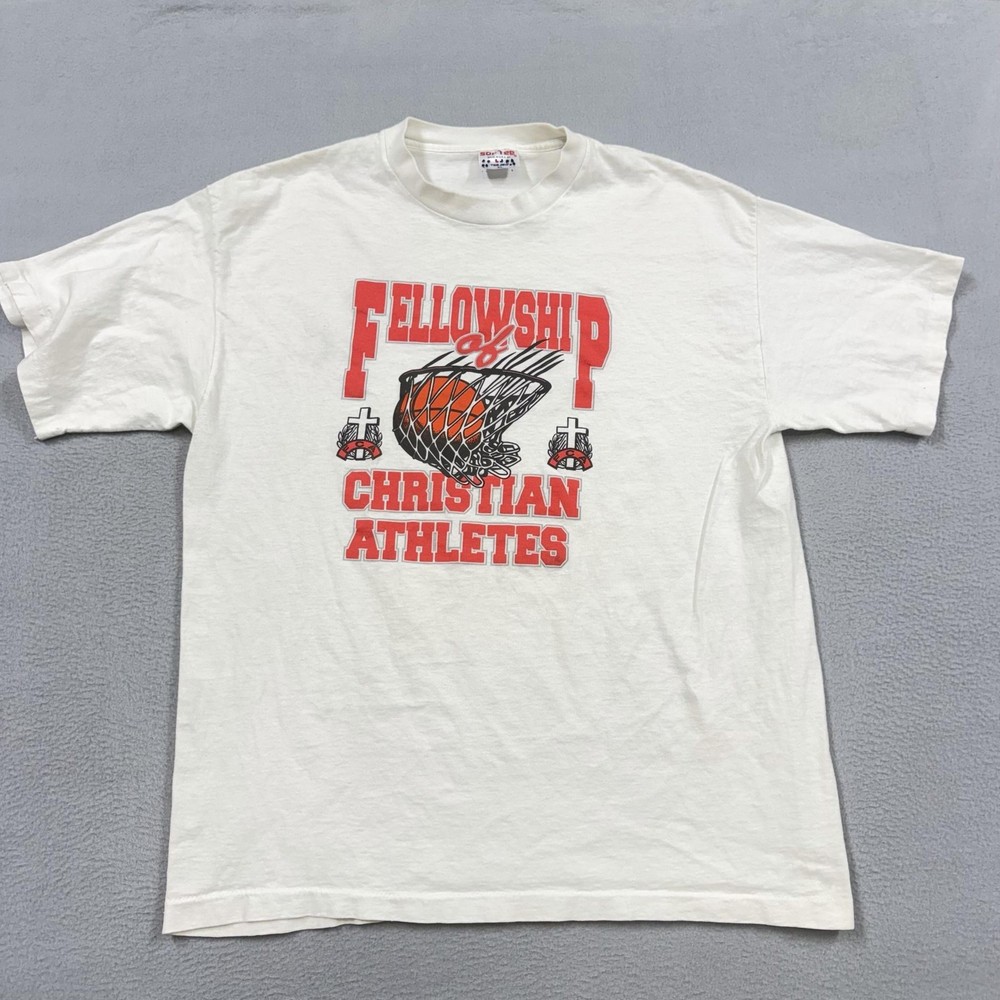 Vintage Sof Tee Tee Jays Shirt Mens XL White Christian Basketball FCA USA