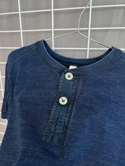 Pure Blue Japan Knitted Henley T-Shirt Mens Size 3 or M/L Syoaiya Indigo Rare