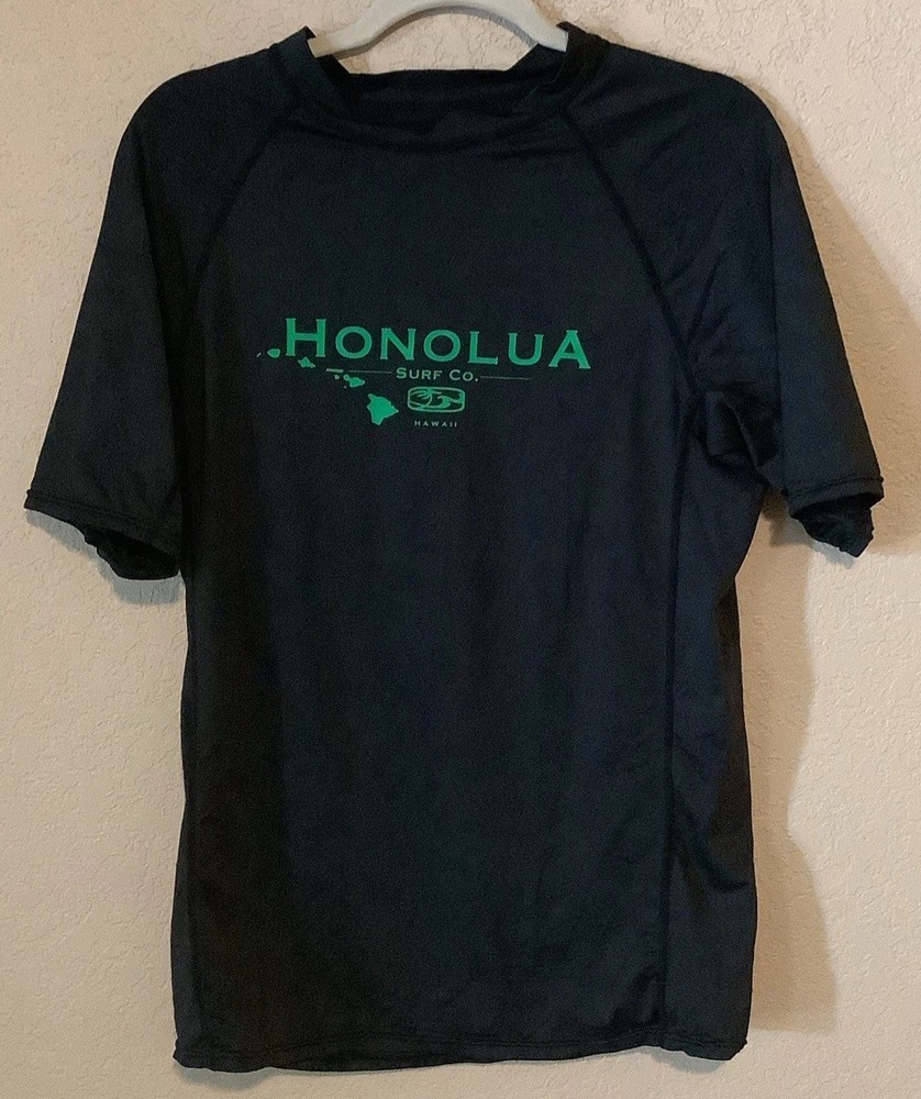 Honolua Surf Co Rash Guard Mens 2XL Black SS Stretch Shirt Beach Hawaii