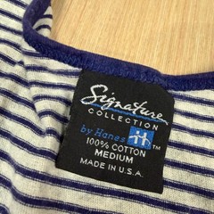 Vintage 90s Hanes Signature Striped Tank Top T Shirt Ringer Medium Stringer