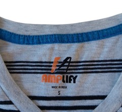 Amplify men’s gray/black striped short-sleeve v-neck t-shirt size S
