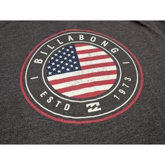 Billabong Mens Core Fit American Flag Graphic T-Shirt Charcoal Heather Gray M