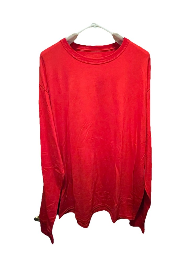 Hanes X-Temp Tagless Men’s Red Solid Crew Neck Long Sleeve T-Shirt Size 2XL