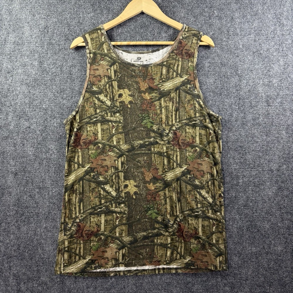 VTG Mossy Oak Tree Camouflage Sleeveless Hunting Tank Top Mens XL (Fits L) Green