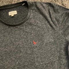 Jack Wills Mens Grey Short Sleeve Pocket Crew Neck Tee Size S Cotton Poly Blend