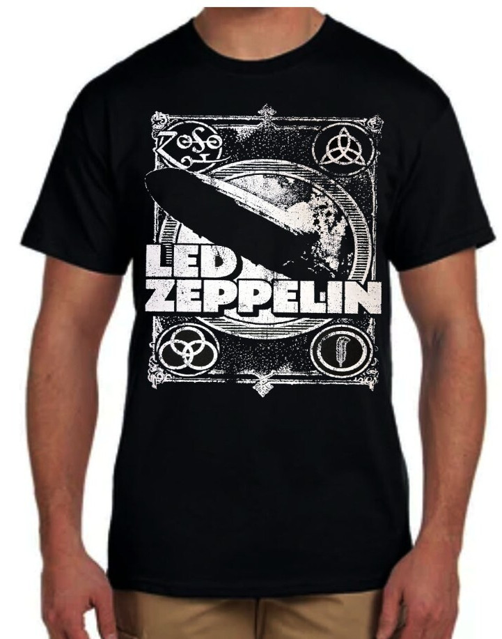 LED ZEPPELIN BLIMP Rock Band Black T Shirt