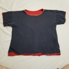 Vintage 70s Double Face T Shirt Mends Medium Blue Red Gym Athletic Reversible