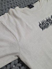 Saint Alfred Tattoo Spell Out Logo Long Sleeve Beige Pullover Shirt SZ XL
