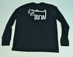 Keith Haring Art Artist Black Long Sleeve Sweatshirt Shirt Dog Barking XL