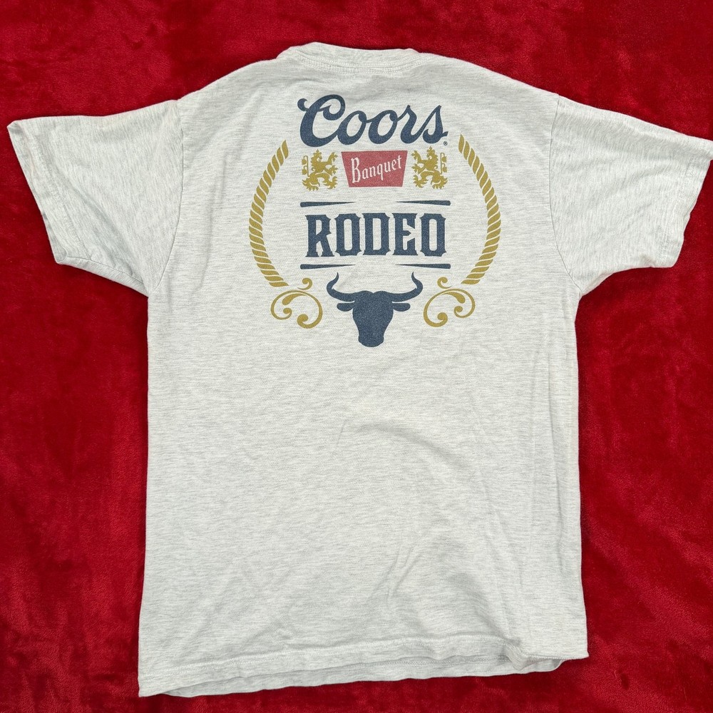 Tee Luv Men’s Gray Medium Coors Banquet Rodeo Cotton Blend Graphic T-Shirt