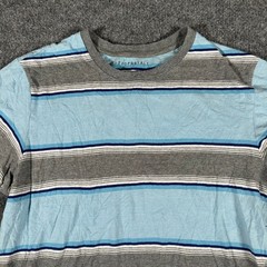 Aeropostale T-Shirt Mens Size L Blue Grey Striped Crew Neck Short Sleeve Casual