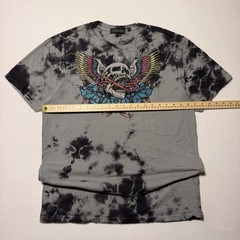 Affliction Black Label Twisted Grin Y2K Castor Grey Black Crystal Wash Shirt L