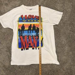VTG 80s Bud Light I Love You Man T-Shirt Men L Single Stitch White Fishing Lake