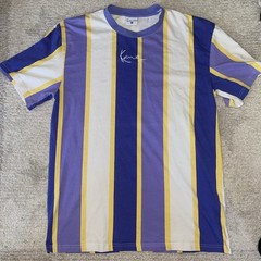 Karl Kani Medium Signature Stripe Tee Mens Vintage Purple Yellow shirt