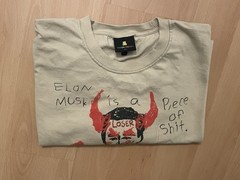 Teddy Fresh Elon Musk Is A Piece Of Sh*t Size 2XL XXL Tan T-Shirt 100% Cotton