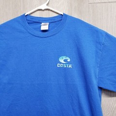 Costa Del Mar Tshirt Mens Large Blue Marlin Fish Salt Ocean Beach Vacation Blue