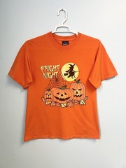 Vintage 90s Halloween Fright Night T Shirt Witch Spooky Jack O Lantern Large