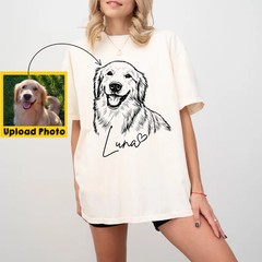 Custom Dog Portrait Photo Comfort Tee Personalized Pet Memorial Shirt Gift