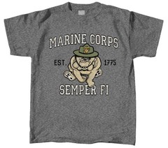 NEW MILITARY U.S. MARINES UNITED STATES BULL DOG SEMPER FI MEN’S GRAY TEE SHIRT