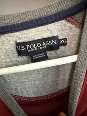 U.S. Polo Association USPA Long Sleeve Tee Shirt 2XL Red Gray