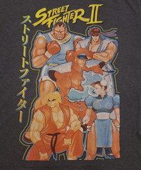 Street Fighter II Graphic T-Shirt Men’s 2XL Gray Capcom Video Game Character Tee