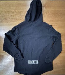Baseballism Baseball Print Black Hooded Sweatshirt Neck Wrap Mens Size Large