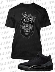 Biggie The Man Hip Hop Sneaker Tee Shirt Complements J’s 3 Black Cat Shoe