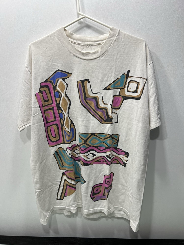 Vtg 90s Thrashed Faded Abstract Art Shirt XL Surf Skate Grunge Vaporwave OP