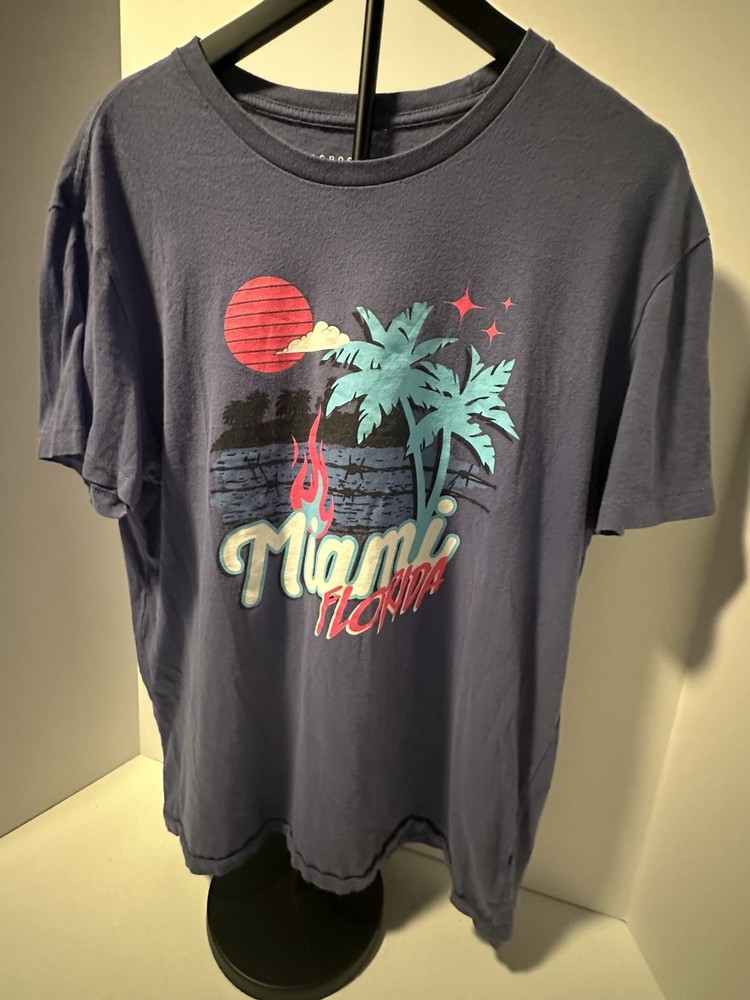 Mani Florida Large Mens Arepostal Vintage Gang Blue Graphic Tee T-Shirt