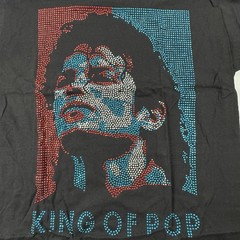 King Of Pop Rhinestone Portrait Graphic T Shirt Mens Black Bling Tee