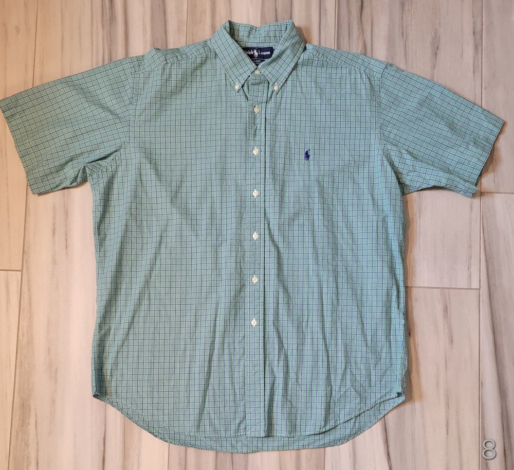 L Ralph Lauren Blake Short-Sleeve Button-Down Shirt Embroidered Blue Pony