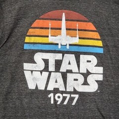 Star Wars Mens Medium T-Shirt – Multi Color X-wing 1977 Sunset Style Image