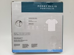 PERRY ELLIS 3Pack Men S M L XL Crew Neck Stretch Cotton T Shirt Black Gray White