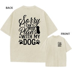 Men’s Vintage Oversized Washed Tee,”Plans With My Dog” Funny Quote Print T-Shirt