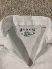 Positano Men’s Long Sleeve 100% Cotton V-Neck w/Collar White Size Large