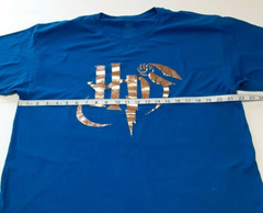 Harry Potter Gold Foil HP Logo and Snitch Blue T-Shirt Large