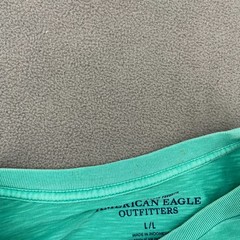 American Eagle Outfitters T Shirt Mens Large Aqua Embroidered Logo Athletic Fit