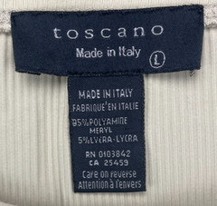Toscano Mens Ribbed T-Shirt Large Beige Short Sleeve Pullover Crew Made in Italy
