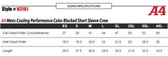 A4 Mens Cooling Performance Color Blocked Short Sleeves Crew N3181 S-4XL