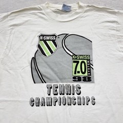 vtg 90s K-SWISS 7.0 SYSTEM TENNIS CHAMPIONSHIP T-Shirt LARGE soft shoes